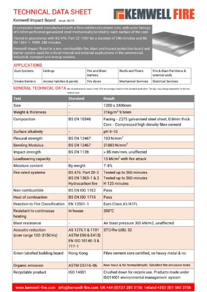 Kemwell Impact Board Technical Data Sheet