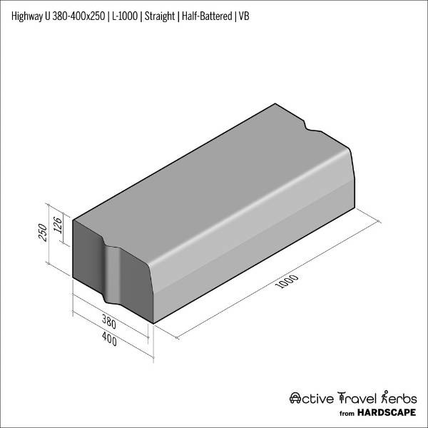 Active Travel Kerb - Highway U - 380-400 - Concrete Kerbs