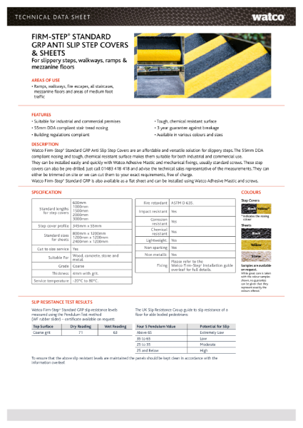 Data Sheet: Firm-Step GRP Sheet