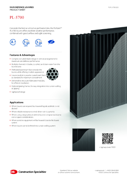 CS PL-5700 Rain Defence Louvre Product Sheet (02.25)