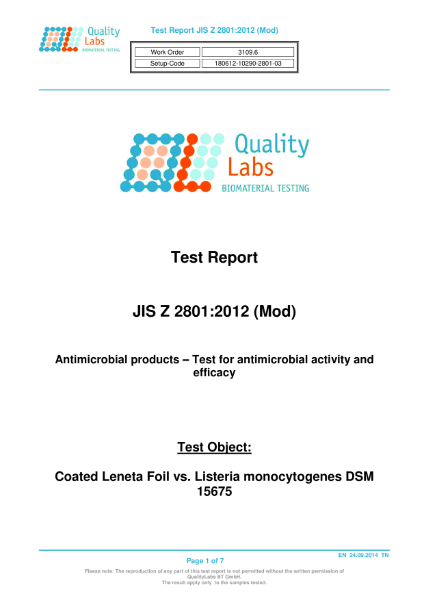 Test Report - Listeria monocytogenes DSM 15675