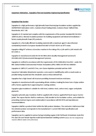 Supaphen Phenolic Foiled Pipe Insulation and Pipe Supports - Guide Specification