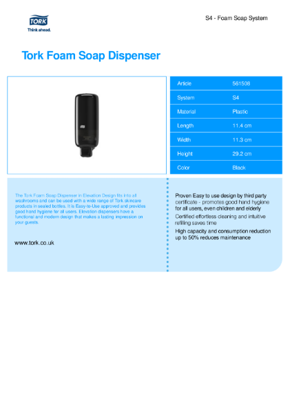 Tork Foam Skincare dispenser - manual dispenser (Black)