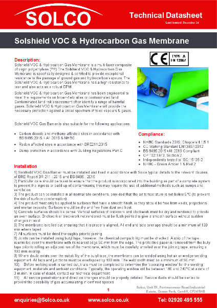 Solshield VOC and Hydrocarbon Barrier Technical Data Sheet