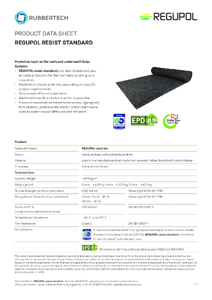 REGUPOL Resist Standard - Data Sheet