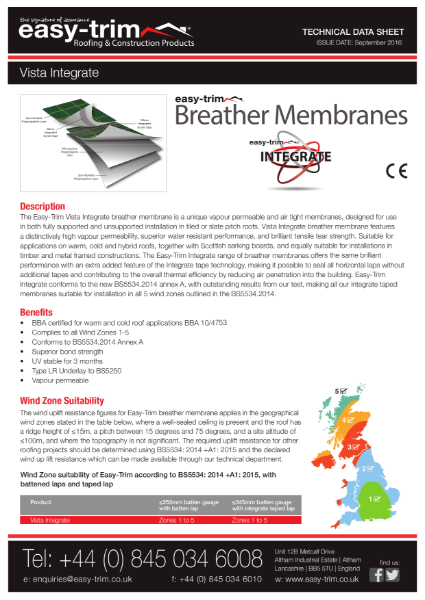 Integrate Vista Datasheet