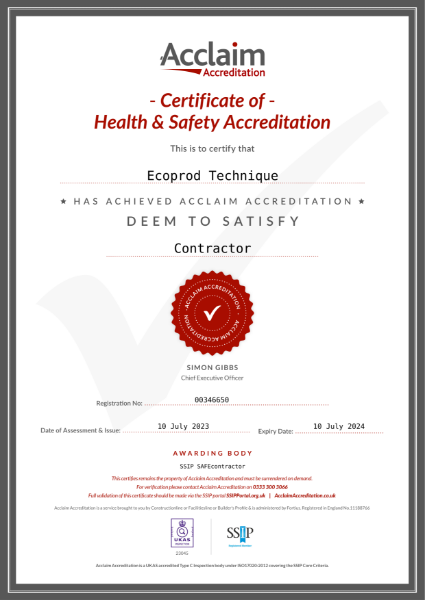 Acclaim Health and Safety Accreditation