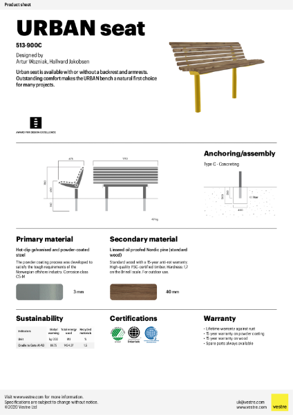 Urban seat, casting in the ground - 513-900C