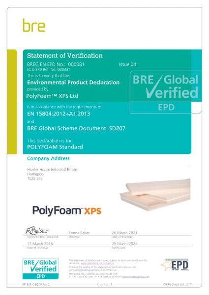 Environmental Product Declaration for Polyfoam Standard
