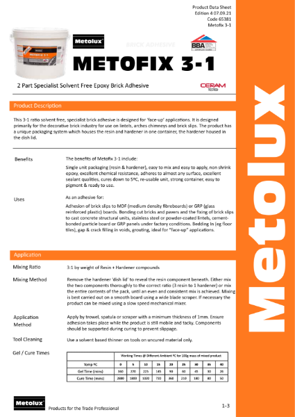 Metolux® Metofix 3-1 BBA Product Data Sheet