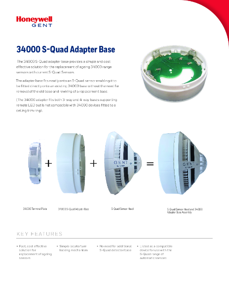 Honeywell Gent 34000 to S-Quad Adaptor Base