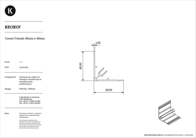 KECIECF Cladding Internal/ External Corner Female