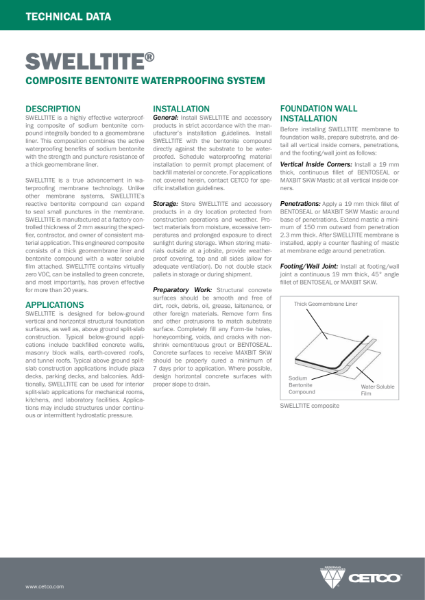 SWELLTITE® - COMPOSITE BENTONITE WATERPROOFING SYSTEM