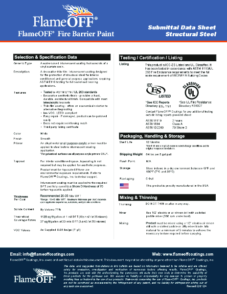 FlameOFF Submittal Specification Steel