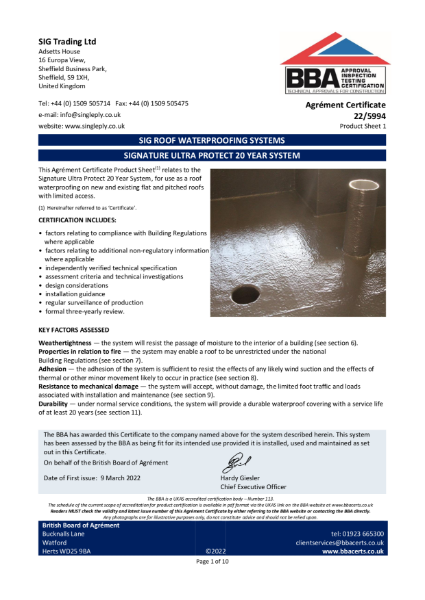 BBA SIGnature Ultra Protect 20 year