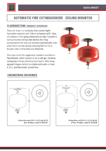 Automatic Fire Extinguishers (Ceiling Mounted)