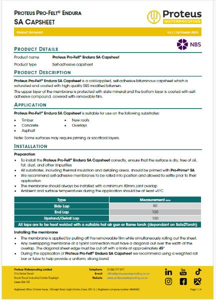 Product Data Sheet - Proteus Pro-Felt® Endura SA Capsheet