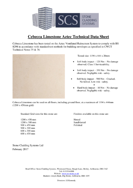 Cebecca Limestone Technical Data Sheet