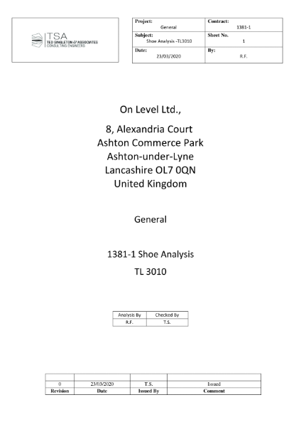 TSA - Shoe Analysis Wind Load TL-3010