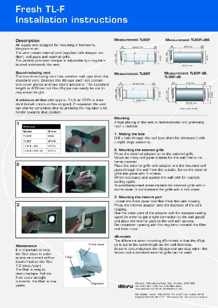 Glidevale Protect - Fixing Instructions - Fresh TLF-dB Acoustic Wall Ventilator