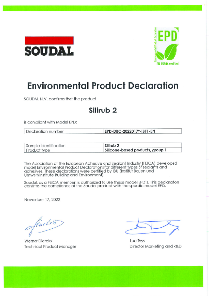 Environmental Product Declaration - Silirub 2