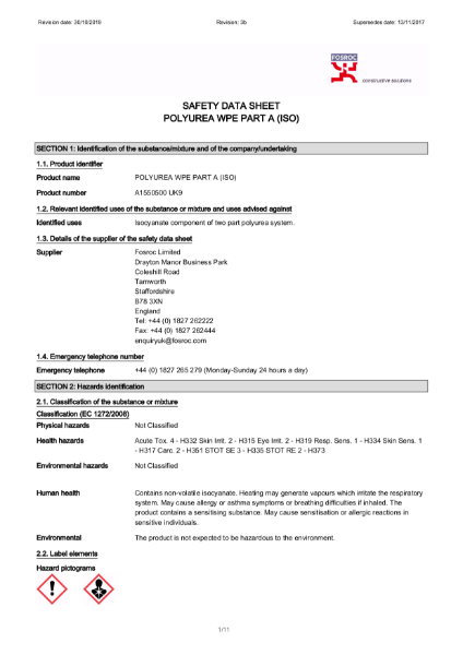 Fosroc Polyurea WPE Safety data sheet