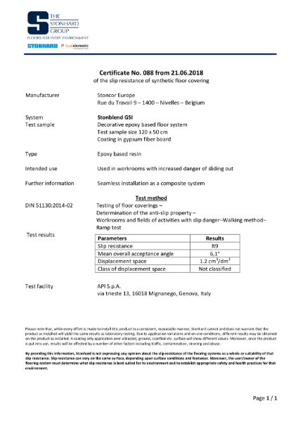 Stonblend GSI standard slip resistance