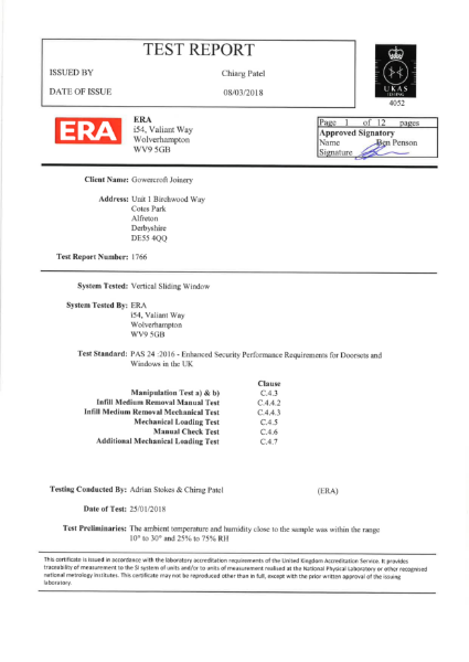 Enhanced Security Performance Certificate