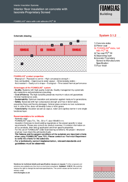 TDS_3.1.2_Floor Internal - Concrete with FOAMGLAS Insulation with Isocrete Screed on Top(Cold Adhesive)