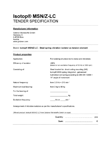 Tender Specification Isotop MSNZ LC EN