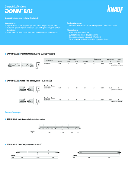 DONN® DX15 exposed 15 mm grid, System C - Data Sheet