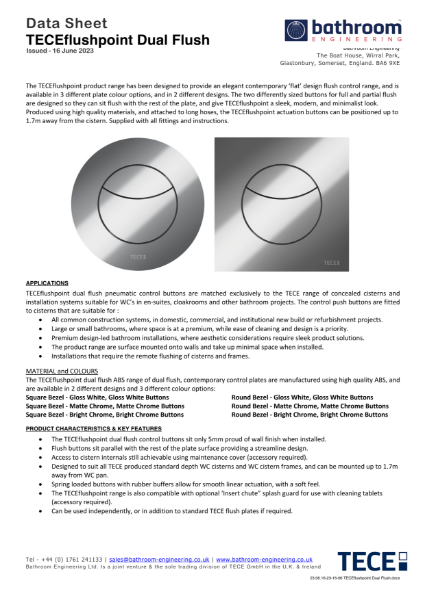 TECEflushpoint Dual Flush Data Sheet