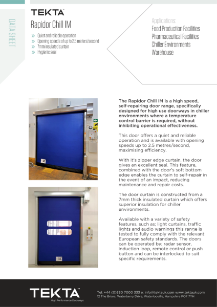 Rapidor Chill IM Datasheet