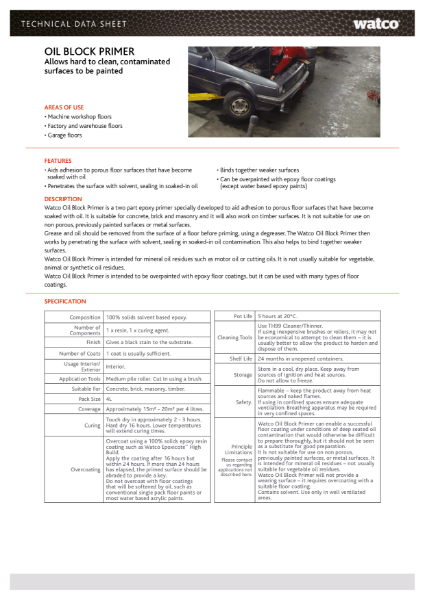 Data Sheet: Oil Block Primer