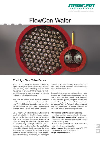 FlowCon Wafer - The High Flow Automatic Balancing Valve Range