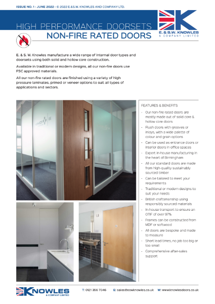 Hollow Core and Solid Core Non-Fire Rated Door Data Sheet