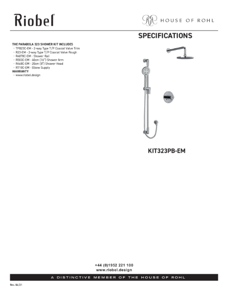Parabola Shower Kit With Overhead Shower - PDS