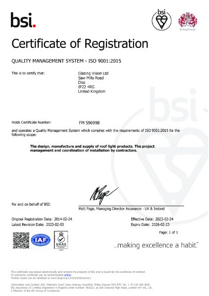 BSI ISO 9001: Certificate of Registration 