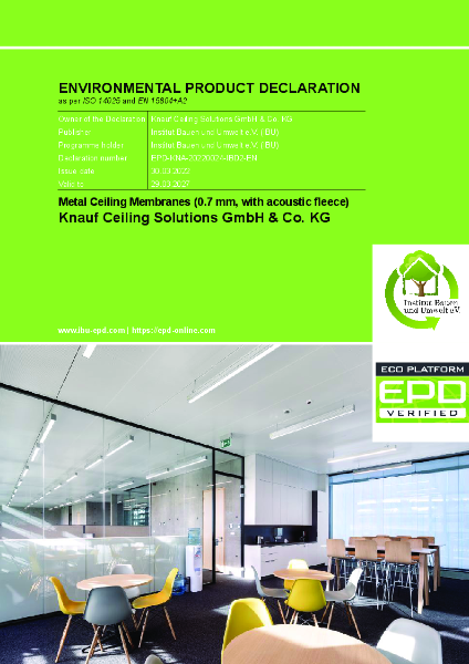 EPD Metal Ceiling Membranes (0.7 mm, with acoustic fleece)