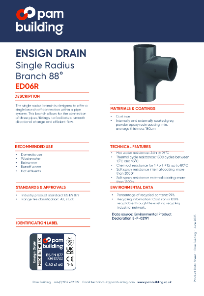 ED06R - 88° Single Radius Branch