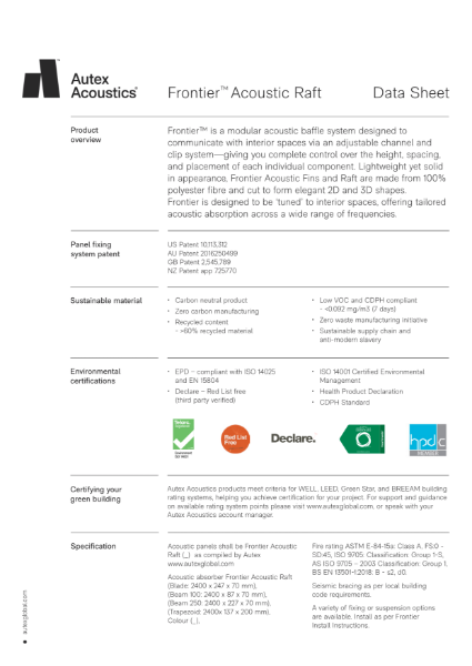 Frontier Raft Datasheet