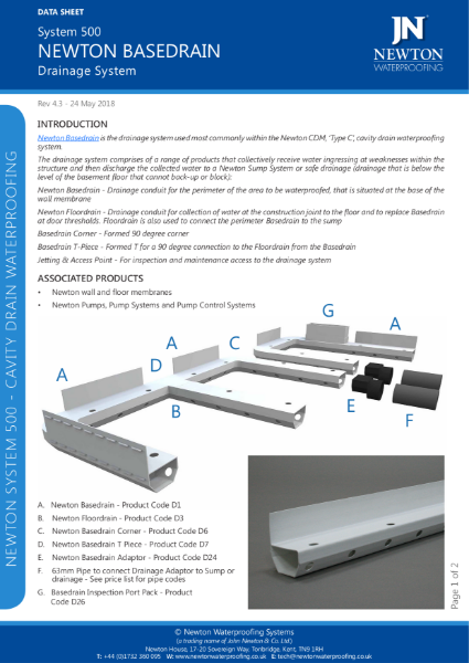 CDM BaseDrain T-Piece Data Sheet