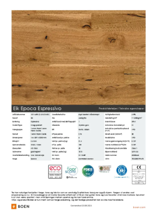 Eik Epoca Espressivo, 14mm Castle Plank Produktdatablad