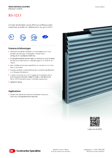 CS RS-5215 Rain Defence Louvre Product Sheet (08.25)