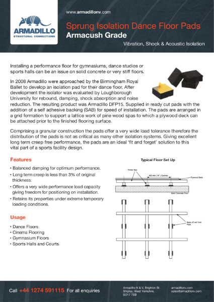 Armadillo Sprung Isolation Dance Floor Pads