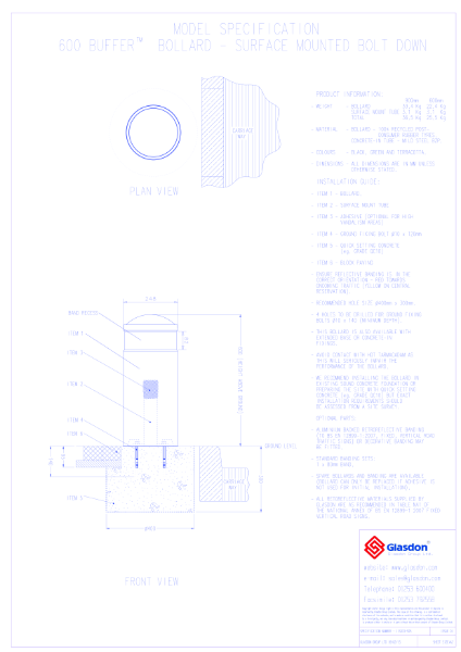 Buffer™ 600 Bollard - Surface Mounted