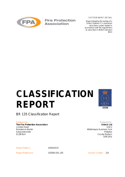 FPA Classification Report - BR135 Optima FC+ System 3mm Ali PPC