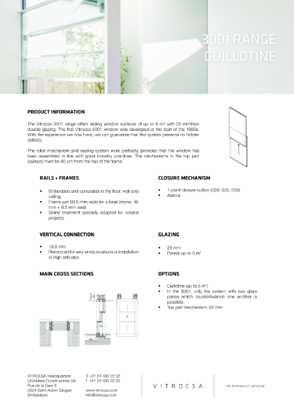 Vitrocsa 3001 RANGE Guillotine Window System Data Sheet