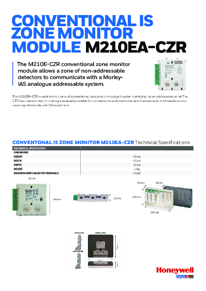 Morley-IAS Conventional IS Zone Monitor Module M210EA-CZR