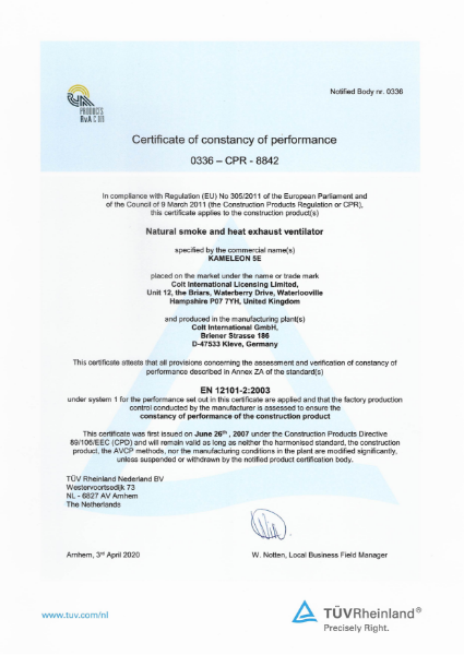 Certificate of constancy of performance - Kameleon 5E